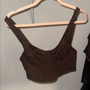 Brown Women's corset crop Top